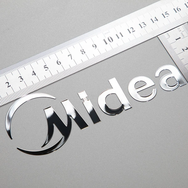 Custom Thin Electroform ทองนิกเกิล 3D โลโก้ Transfer ตัวอักษรโลหะป้าย UV เครื่องสำอางสติกเกอร์โลหะ Chrome Decal กาว